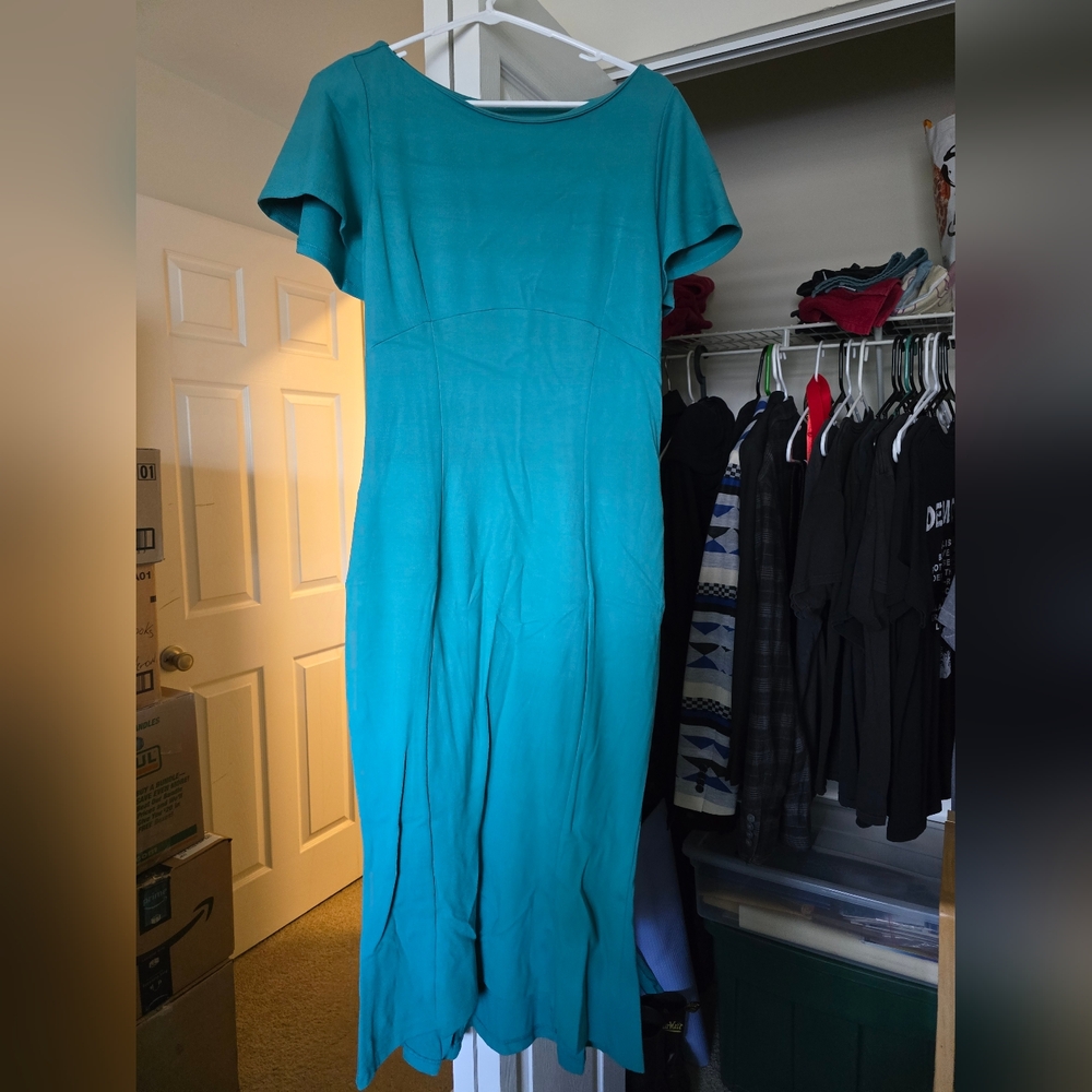 Pinup Teal Wiggle Dress By Laura Byrne for PUG